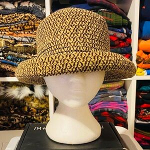 VINTAGE Y2K FUZZY CHENILLE 
BROWN KNIT ROLLED BRIM FEDORA HAT